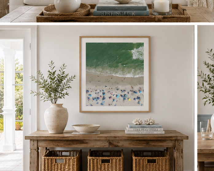 31st Street in August Ocean City NJ 30x40 fine art print in oak frame, coastal entryway