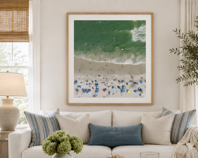 31st Street in August Ocean City NJ 30x40 fine art print in oak frame, coastal living room